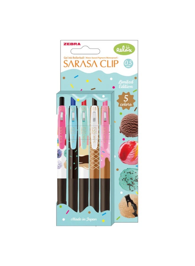 Zebra Sarasa Clip Set of 5 Gel Pens | Ice cream - Image 1